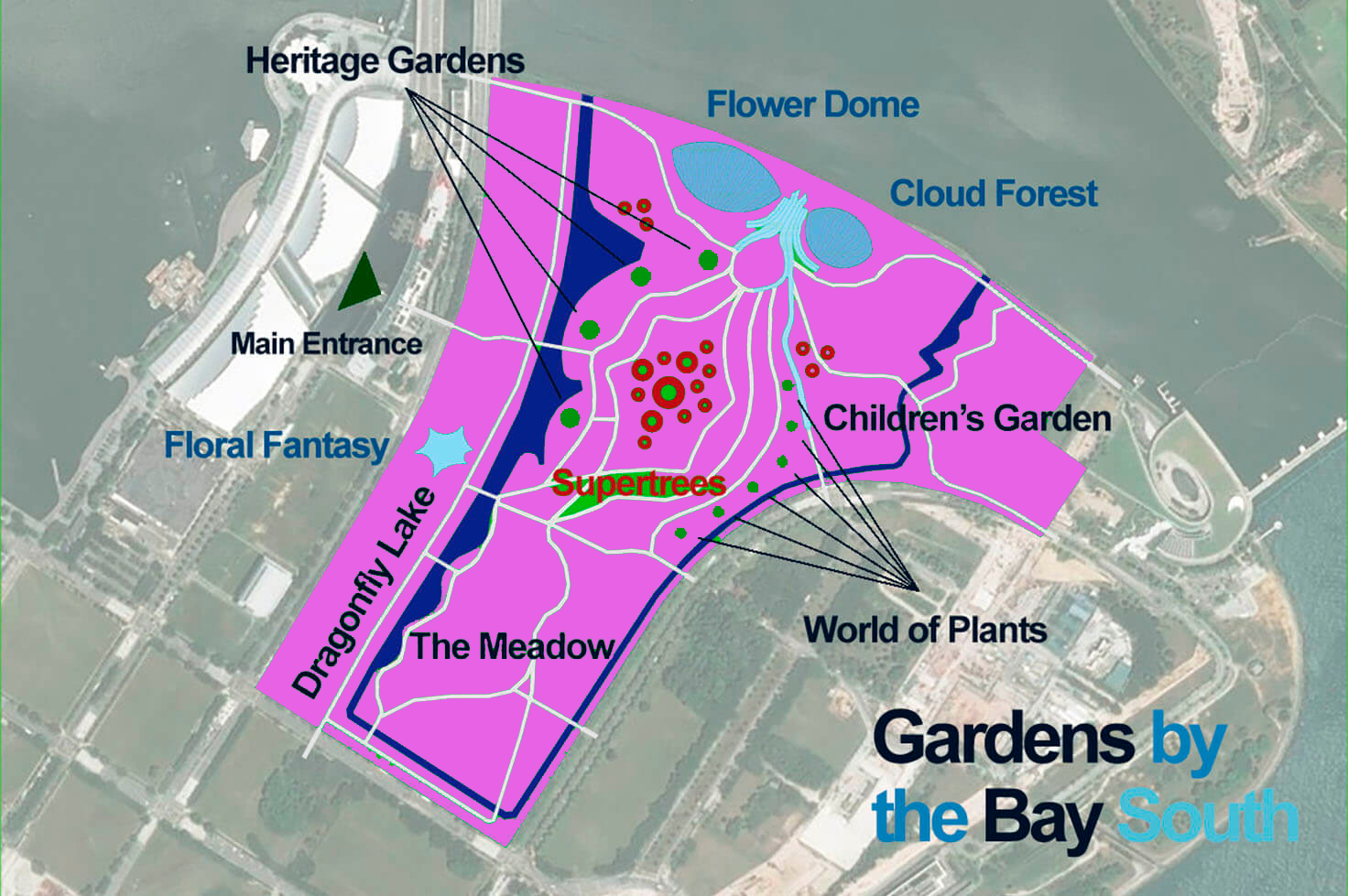 The main access is a bridge over beautiful Dragonfly Lake. This bridge takes you to the Heritage Gardens.